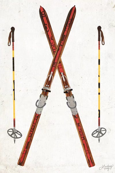 DIYthinker Winter Sport Ski Poles Pattern Desktop Photo Frame Picture Art Decoration Painting 6x8 inch 